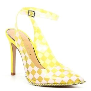 Gianni Bini Yellow Checkered Heels